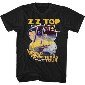 ZZ Top Tejas World Wide Texas 1976-77 Tour T-Shirt Southern Rock Band Graphic T